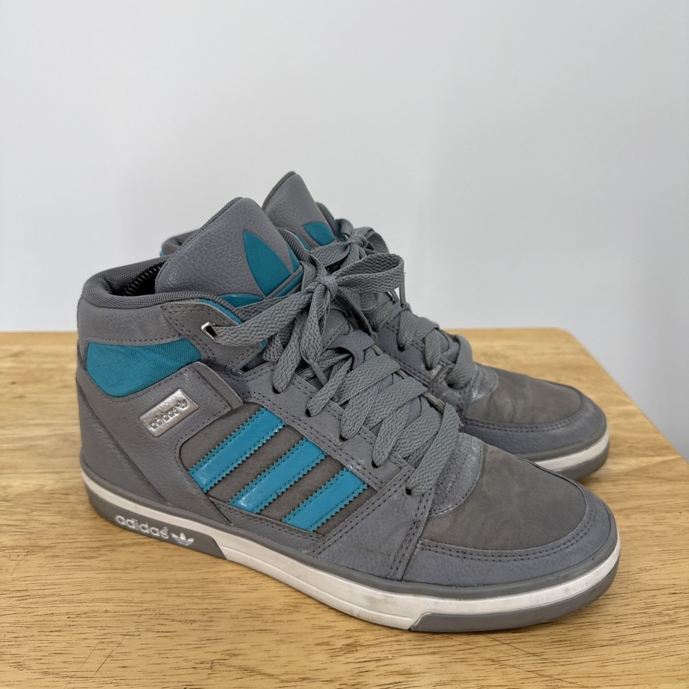 Adidas Hard Court 2 High Top Gray Blue Mens Size 6 Sneakers Basketball Ortholite